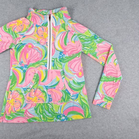 Lilly Pulitzer Skipper Popover Coat Jacket Women Small 1/2 Zip Floral - Picture 3 of 12